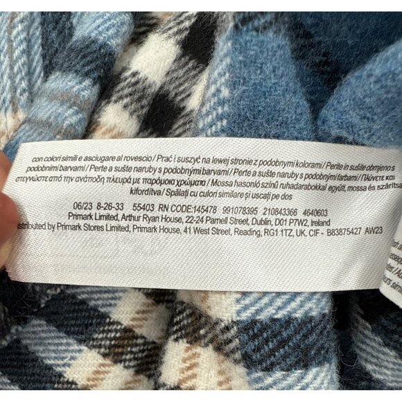 Primark Women's Plaid Flannel Button Up Shacket Shirt Medium Oversized Cabin Cor - Picture 10 of 13